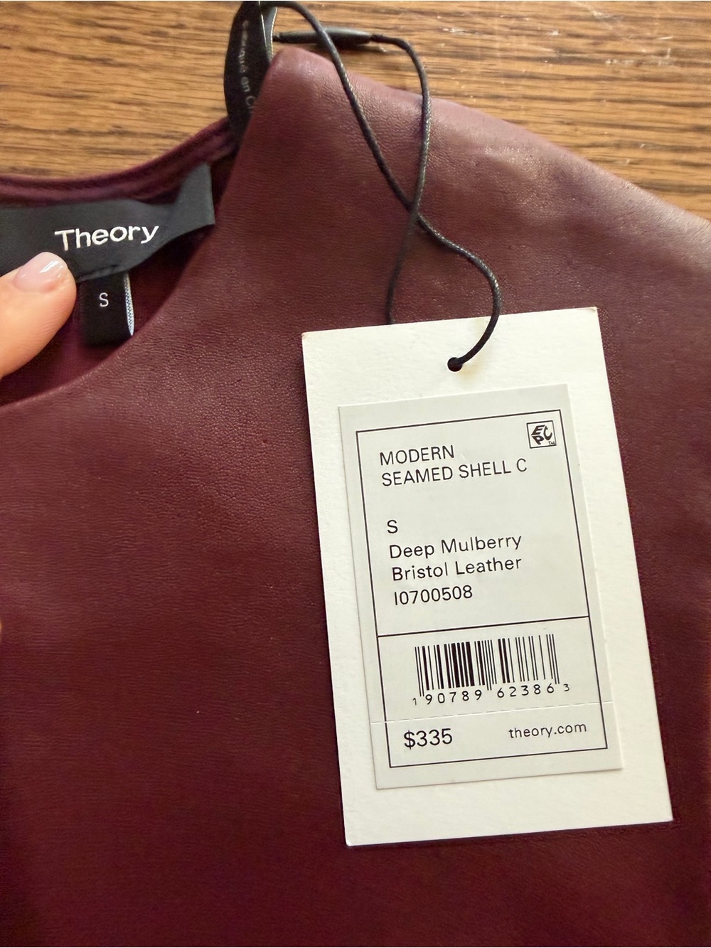 Theory Deep Mulberry Leather Shell Top - Picture 2 of 2